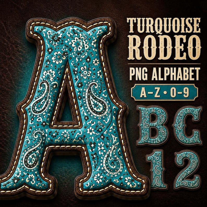 Turquoise Paisley Alphabet PNG: Color and Layout Ideas for Western ...