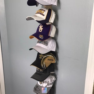 Hat Organizer for 10 Baseball Hats, Hat Hanger, Hat Storage, Solid CHERRY Hat  Holder, Hat Rack for Wall, Hat Display, Vertical Hat Rack 