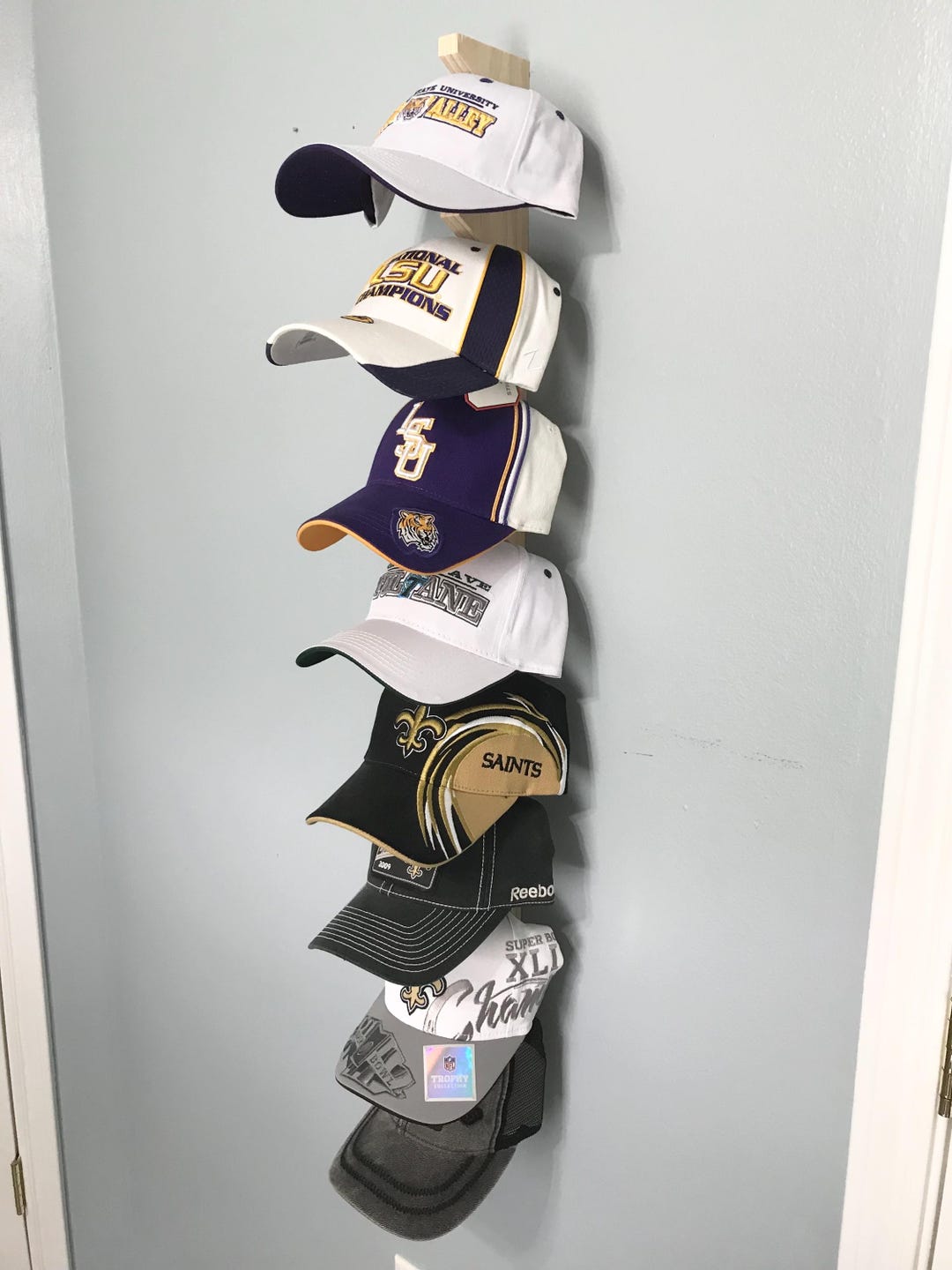 Solid Wood Hat Rack, Wall Mountable Cap Organizer - Etsy