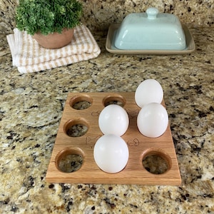 Fresh Egg Holder | Solid Oak Egg Tray | Farmhouse Kitchen Decor | Rustic Chicken Lover Gift | Handcrafted Wooden Egg Display