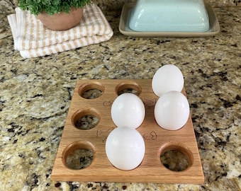 Handcrafted Solid Oak Egg Holder | Farmhouse Kitchen Decor