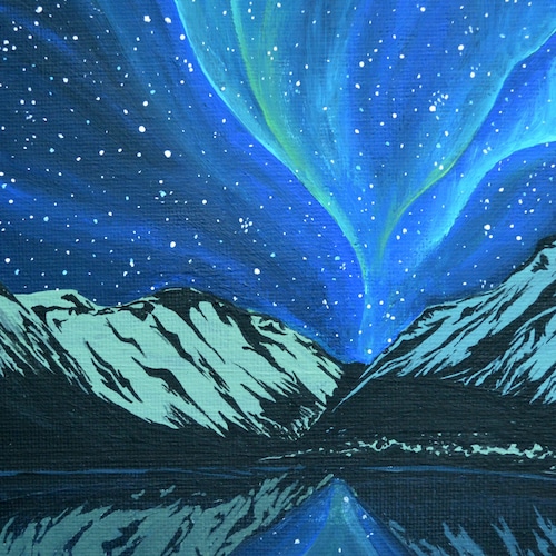 Northern Lights Art Print Aurora Borealis Painting Celestial Etsy