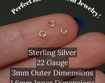 925 Sterling Silver 3mm Jump Rings 22 gauge Tiny for Permanent Jewelry Bulk