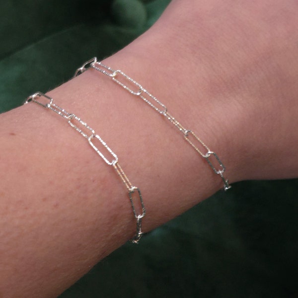 925 Sterling Silver Sparkly Large Paperclip Chain for permanent jewelry