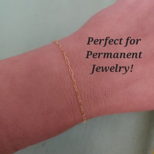 14/20 Yellow Gold-Filled 3mm x 1.7mm Krinkle Link Chain, By the Foot for Permanent Jewelry and Jewelry Making
