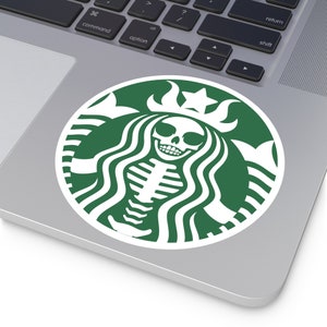 Starbucks inspired skeleton witch halloween large outdoor vinyl sticker
