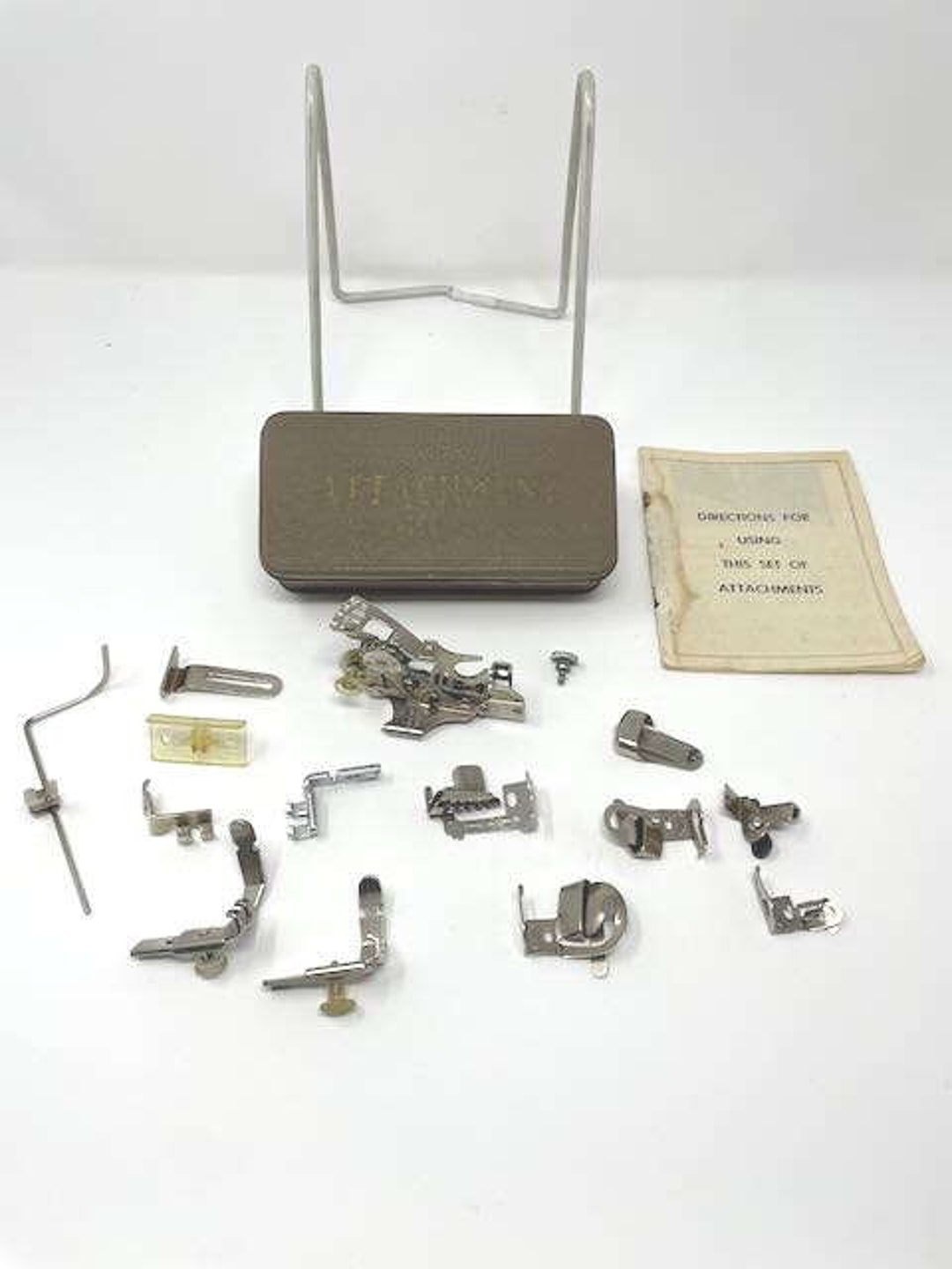 Vintage Sewing Machine Attachments in Metal Box Etsy