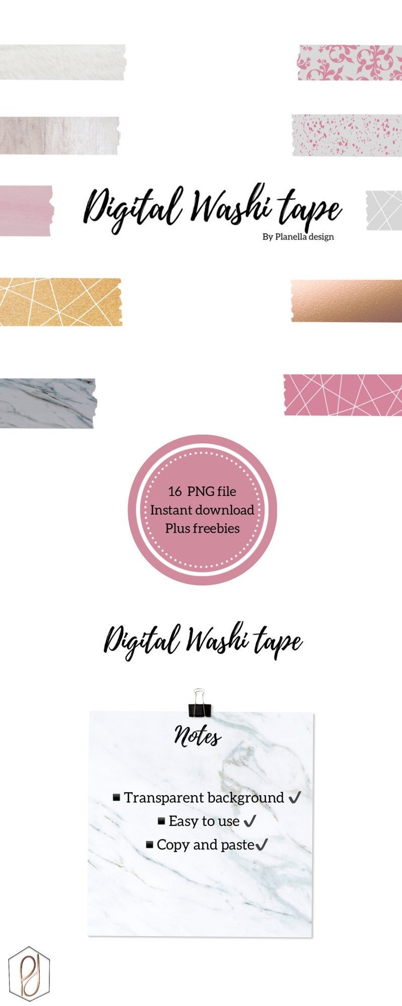 Digital Washi tape for Goodnotes and Notability. Etsy