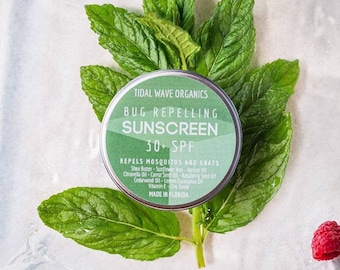 Vegan Bug Repelling Sunscreen with Cedarwood, Lemon Eucalyptus & Citronella | Water-Resistant Mineral Sunscreen | Baby-Safe | Cruelty-Free