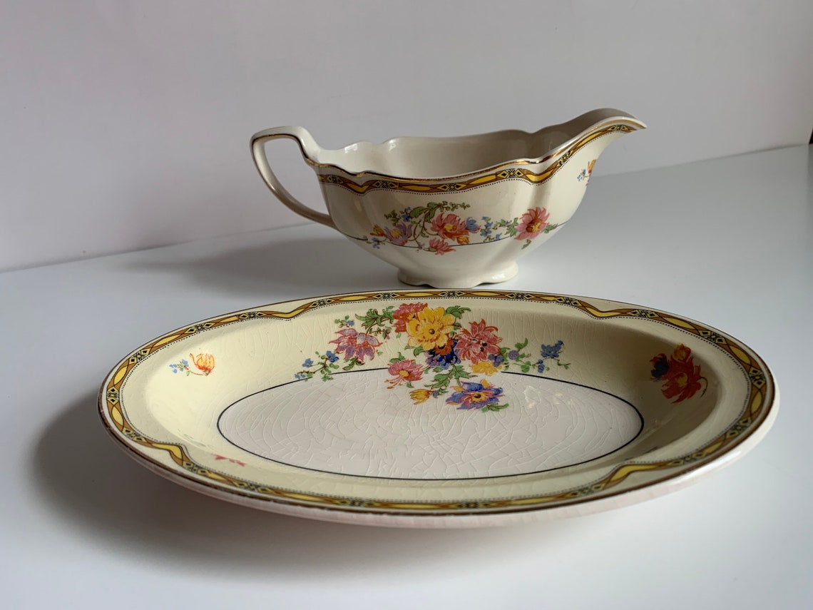 Johnson Bros England Pareek Gravy Boat With Serving Dish Etsy