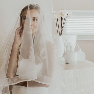 Structured Modern Tulle Wedding Veil| Ivory Veil| Bridal Veil| Short Veil | Two Tier Veil| Horsehair Veil