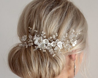 Peigne à cheveux de mariée fleur de luxe | Peigne de mariage | Accessoires de cheveux de mariage | Postiche de mariée en cristal | Fleur