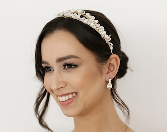 Gold Pearle Bridal Headpiece | Gold Pearl Wedding Crown| Wedding Headpiece| Wedding Accessory