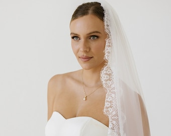 Eyelash Lace Edge Wedding Veil | Cathedral Wedding Veil | Bridal Veil| Floor Length Veil| Two Tier Veil