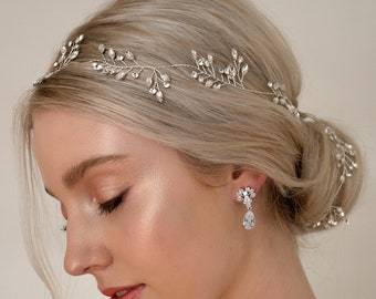 50cm Pearls Wedding Hair Vine Crystal Bridal Accessories Diamante Headpiece