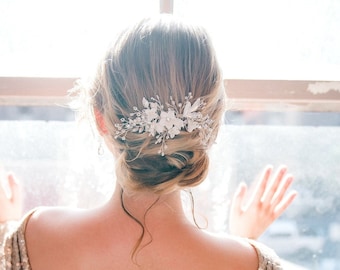 Peigne à cheveux fleur de mariée de luxe | Peigne de mariage | Accessoires de cheveux de mariage | Postiche de mariée en cristal | Peigne à cheveux en cristal de fleur et de fleur de luxe