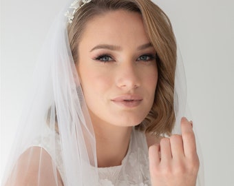 One Tier Tulle Short Wedding Veil| Bridal Veil| Short Veil | One Tier Veil