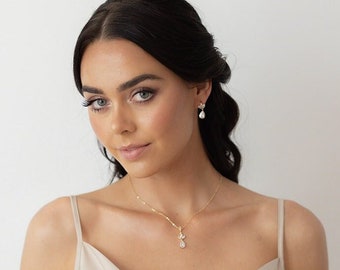 Lexi CZ Bridesmaid Necklace Set| Wedding Jewelry Set for Brides| Bridesmaid Necklace Set| Crystal Earrings And Necklace Set