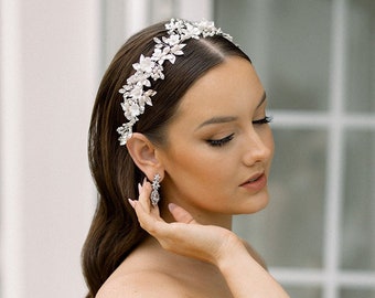 Floral Wedding Bridal Headband | Bride Headpiece| Wedding Hair Accessories| Floral Bridal Hair Vine| Wedding Headband| Harper