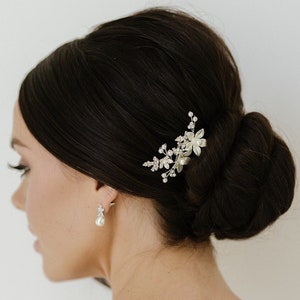 Phoebe Floral Bridal Hairpins Delicate Bridal headpiece Wedding Hairpins Bridal Hairpins Pearl Hairpins Silver Hairpins image 1