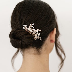 Gold Delphine Fern Bridal Hairpins Wedding hair pins Pearl Hairpins Bridal Pins Gold Hairpins image 4