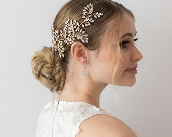 Rose Gold Crystal Hair Vine | Bride Headpiece | Wedding Hair Accessories| Crystal Bridal Hair Vine| Wedding Headband