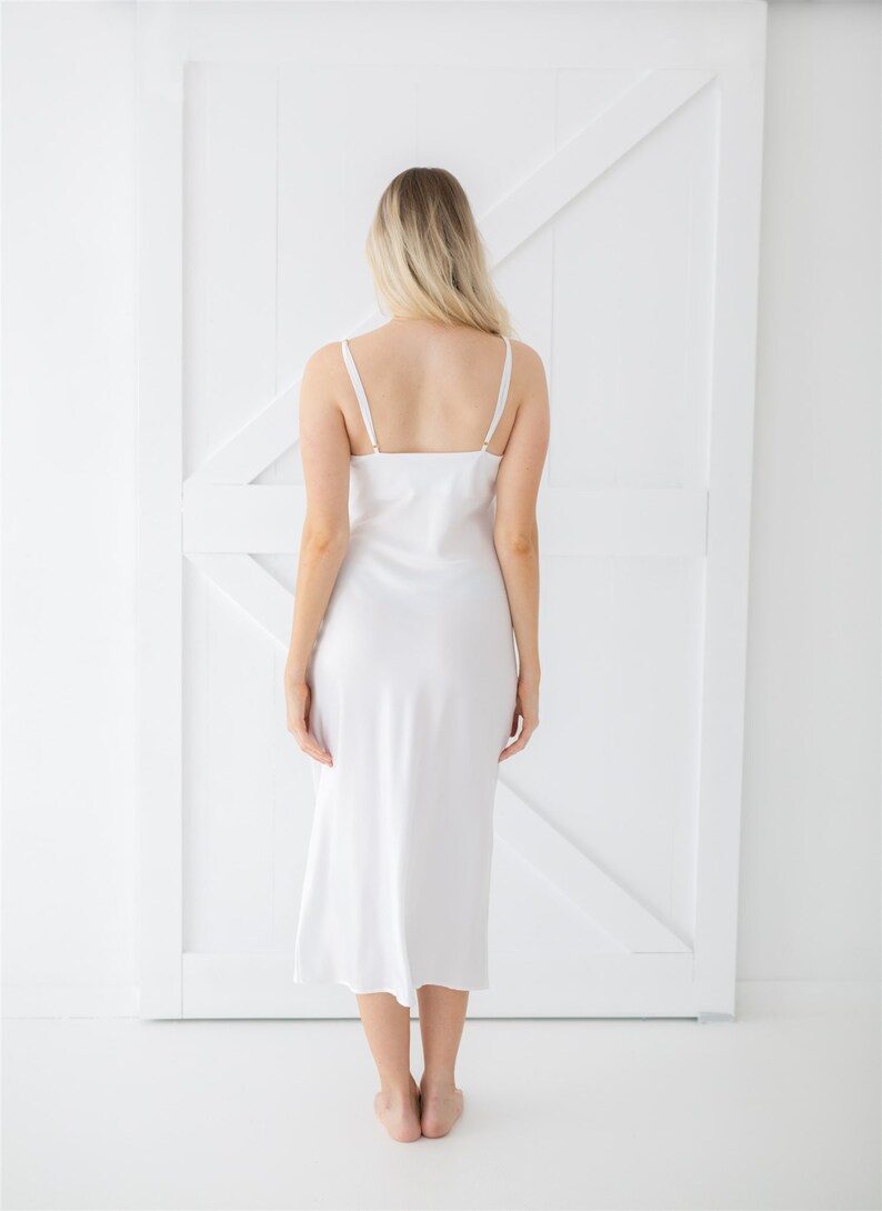 White Mid Length Satin Bridal Slip Satin Bridal Slip Etsy