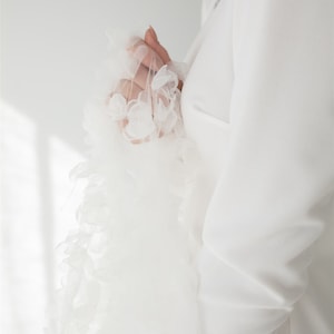 Ivory Petal Flower Tulle Wedding Veil Cathedral Wedding Veil Ivory Veil ...