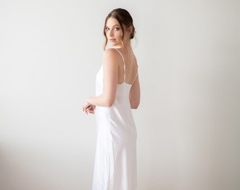 White Satin Bridal Slip | Bridal Slip Dress | Wedding Slip Nightdress| White Satin Slip