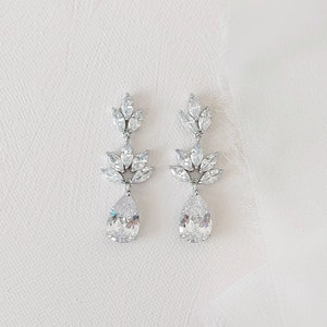 Celeste CZ Drop Bridal Earrings | Silver | Drop Statement Earrings | Bridal Earrings