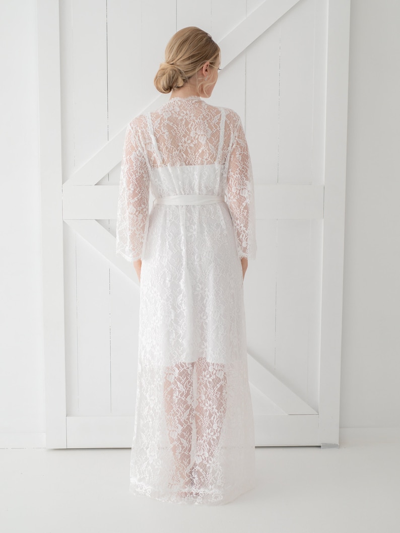 Long Lace Bridal Robe Wedding Day Robe Full Length Bridal Etsy