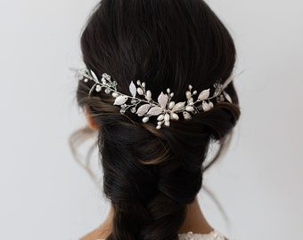 Sienna Silver Bridal Hair Vine | Bride Headpiece| Wedding Hair Accessories| Floral Bridal Hair Vine| Wedding Headband