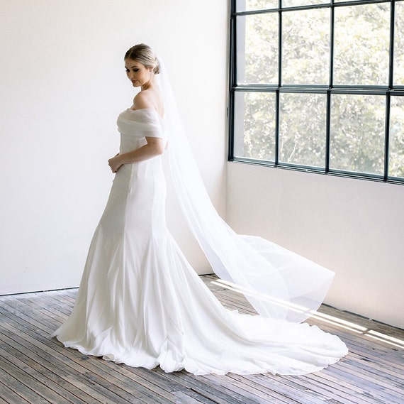 As Seen in Brides, Floor Length Veil, Simple Wedding Veil, Single