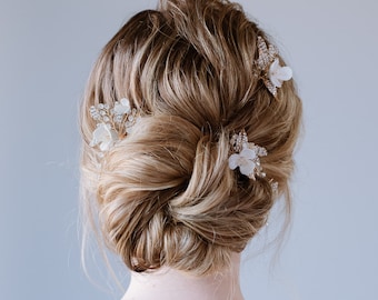 Porcelain Flower Hair Pin| Hair Pin Set| Bridal Hair Pin| Bridal Headpiece| Wedding Hair Pins| Florentine Blooms