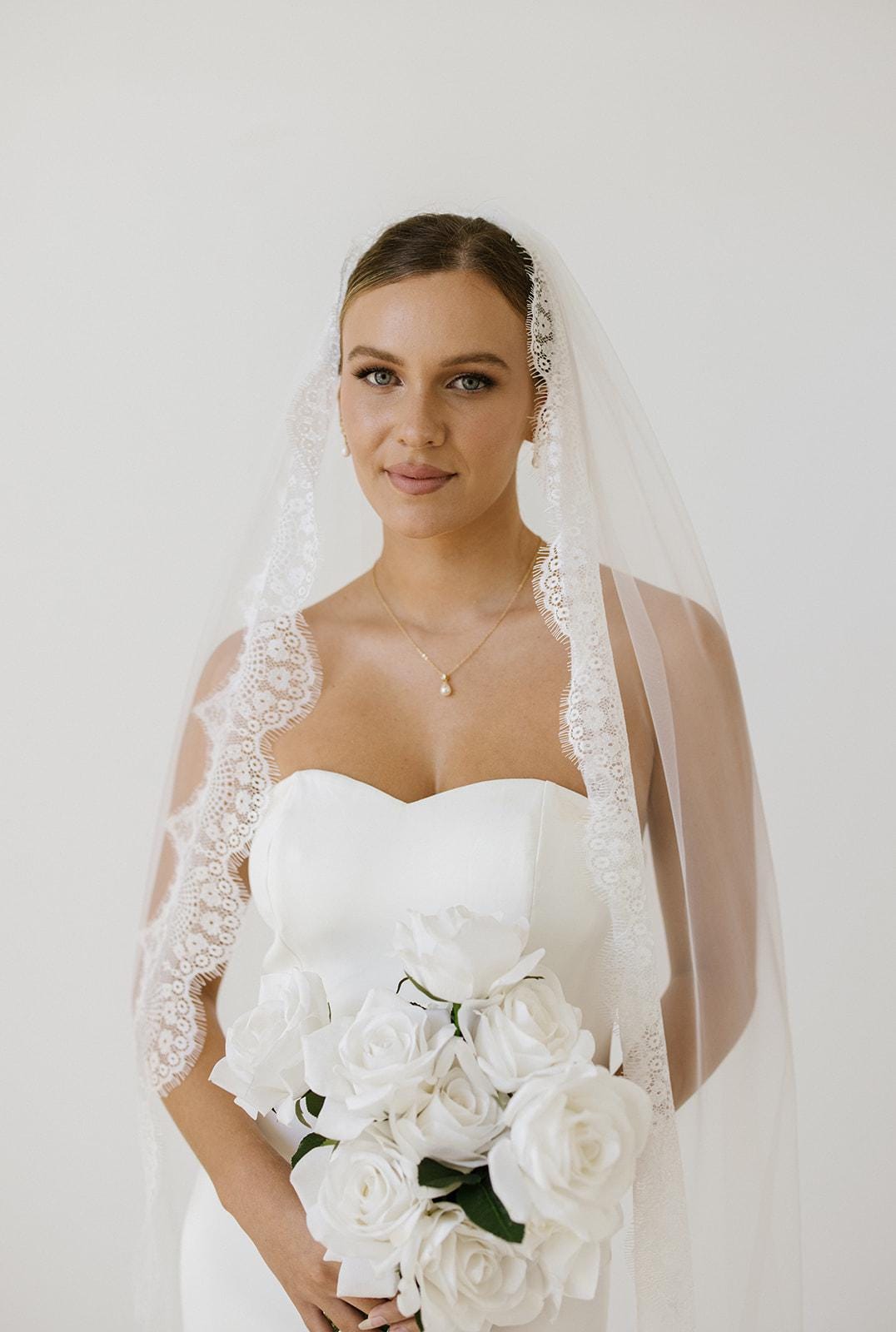 Eyelash Lace Edge Wedding Veil | Cathedral Wedding Veil | Bridal Veil| Chapel Length Veil| One Tier Veil| Chantilly Lace Veil