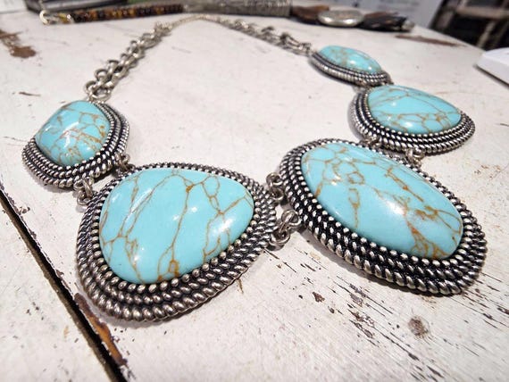 Vintage Turquoise-Inspired Statement Necklace – H… - image 2