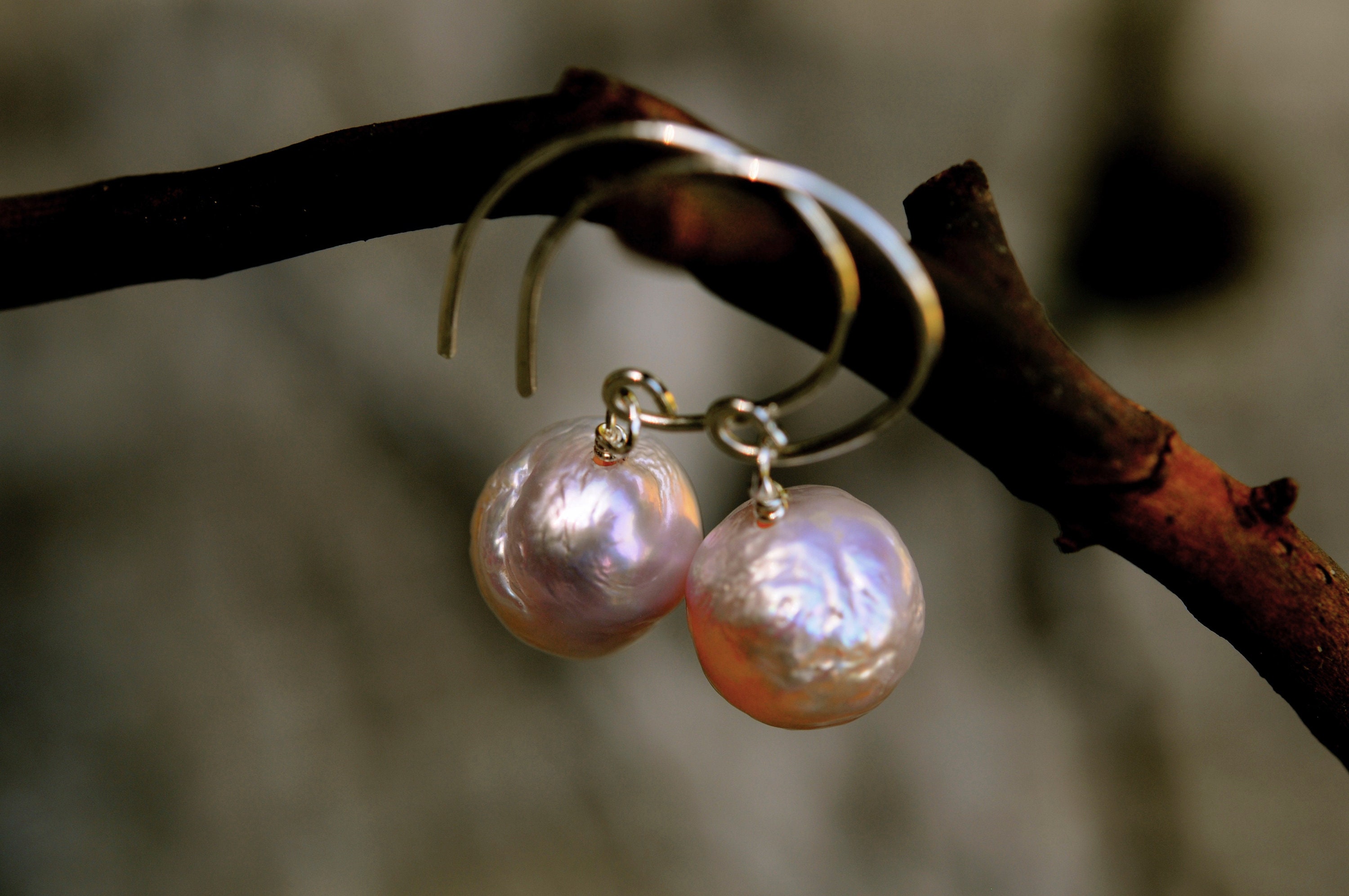 Blush Pink Kasumi Pearl Earrings Pink Ripple Pearl Single Drop Dangle Earrings Sterling Silver Handmade Ear Wires Etsy Canada