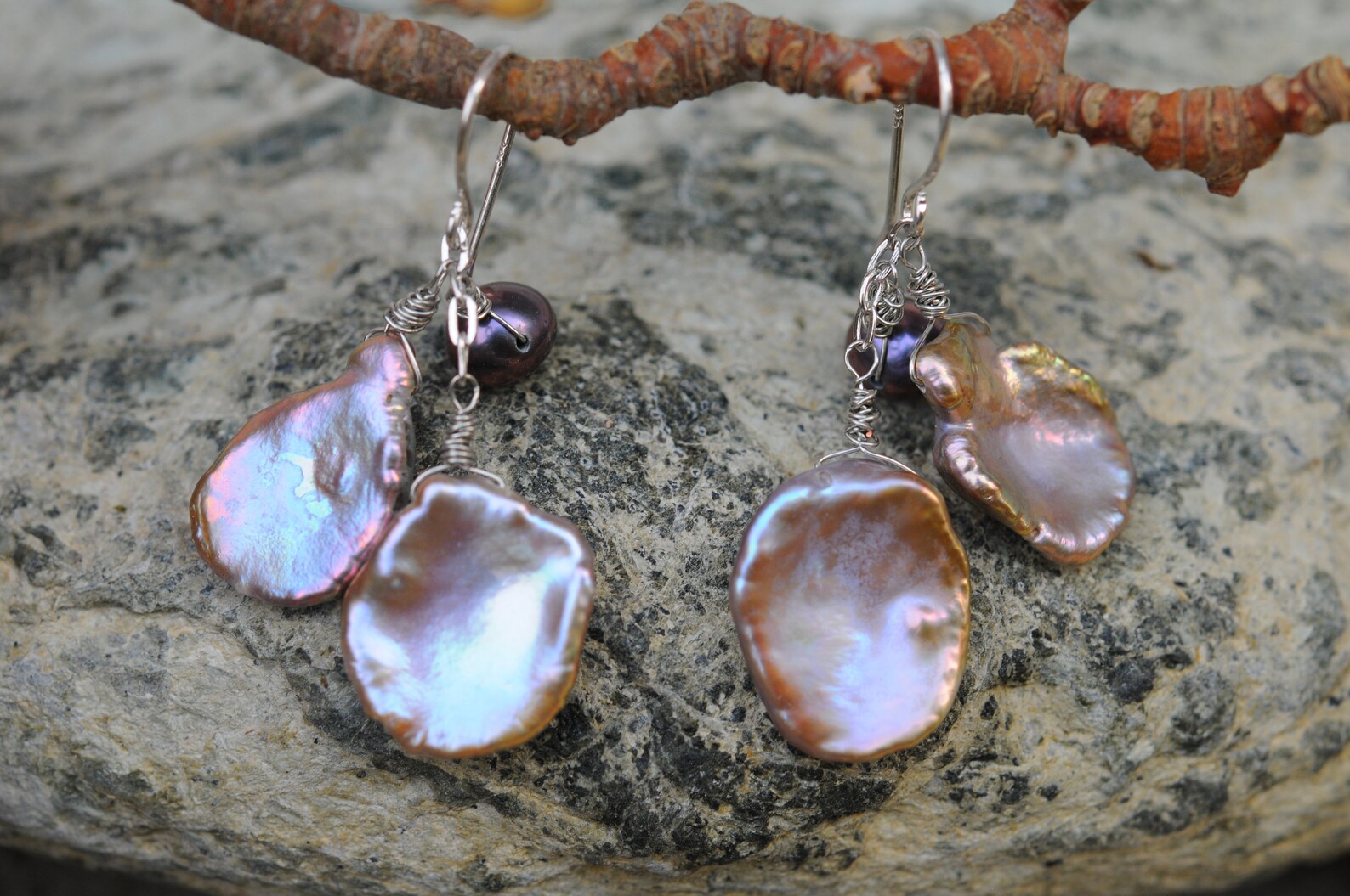 Delightful Rose Petal Keshi Pearl Earrings - Etsy