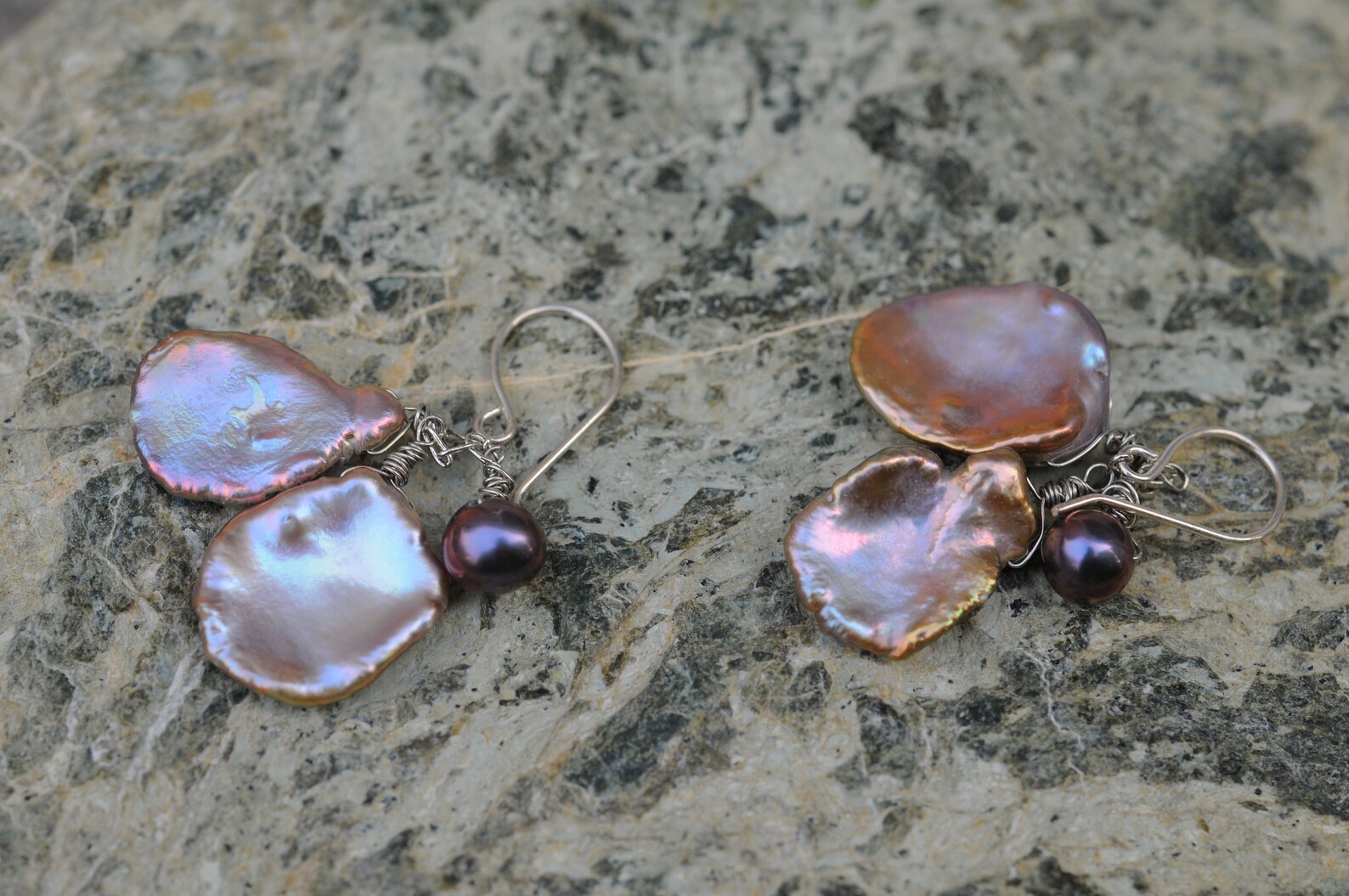 Delightful Rose Petal Keshi Pearl Earrings - Etsy