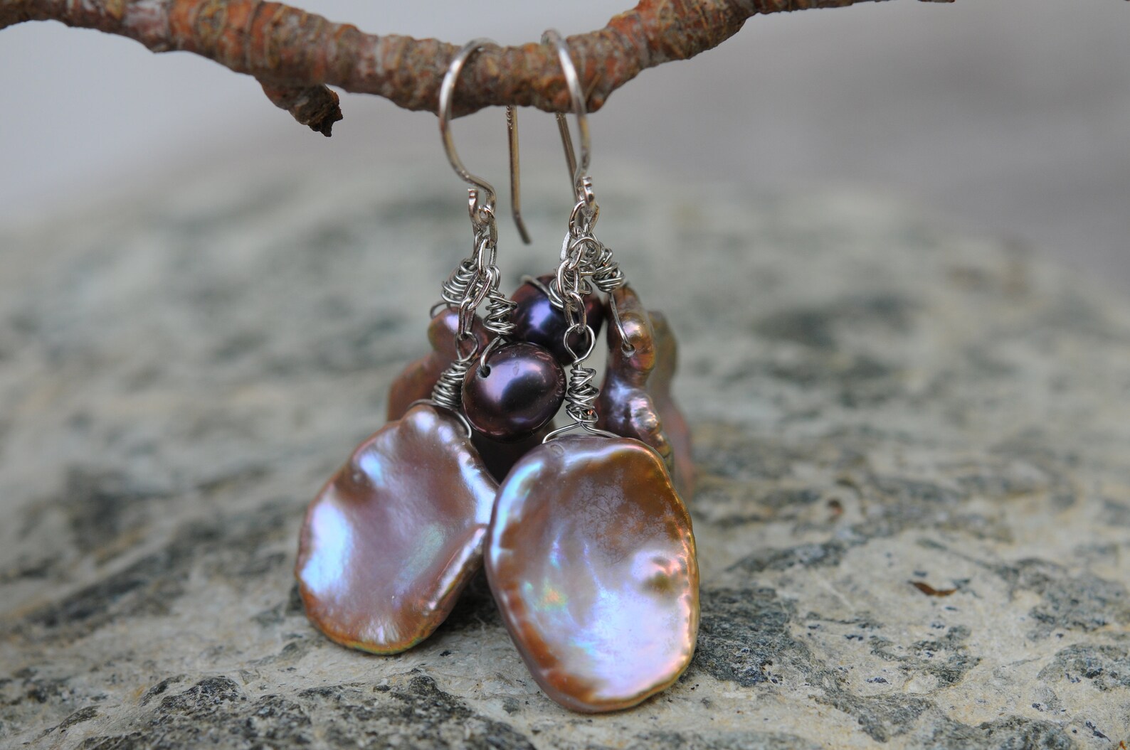 Delightful Rose Petal Keshi Pearl Earrings - Etsy