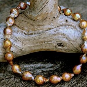 Totally Awesome - Organic Golden Baroque Pearl Tight Choker Necklace