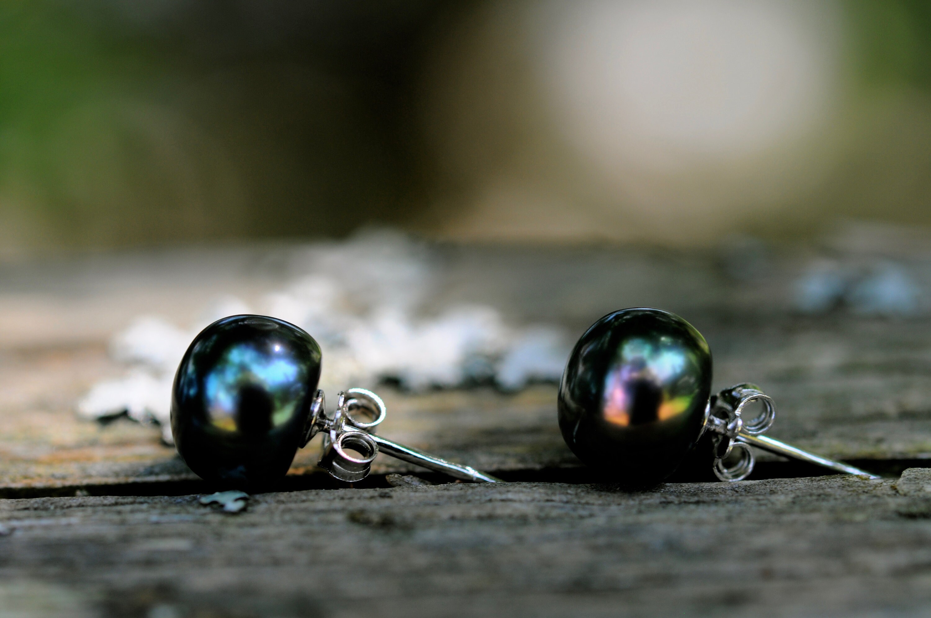8mm Black Pearl Earring Studs Peacock Black Pearl Stud Etsy
