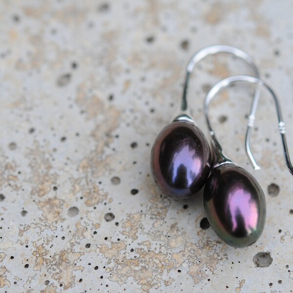 Black Pearl Earrings Etsy