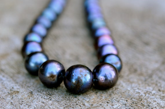 18inch AAAA luster 9-10MM real natural Tahitian black pearl necklace 14k  Clasp | eBay
