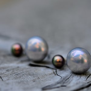 Two-Tone Pearl Stud Earrings: Sterling Silver Interchangeable Jackets