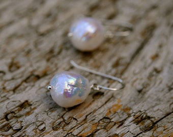 Weiß Kasumi Style Perle Anhänger / Ohrringe Set