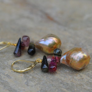 Splendid Golden Baroque Pearl Earrings