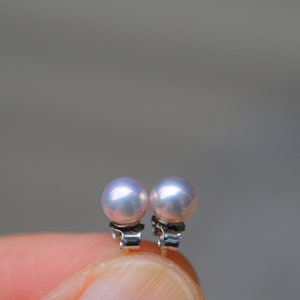 5mm Rose Pink Pearl Stud Earrings: Sterling Silver, Handmade