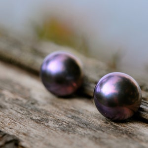 Purple Rose - 11mm Fanciful Pearl Stud Earrings
