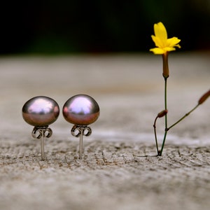 8-9mm Lilac Purple Pearl Studs, Lavender Purple Pearl Earring Studs